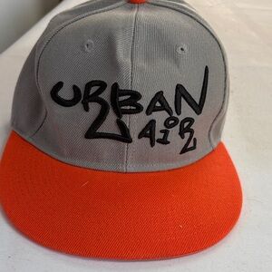 Urban Air Gray/Orange Flat Brim Cotton/Poly (?) Snapback Hat One Size